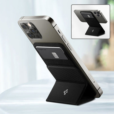 Snap, Clip, Go – Your Wallet on Your Phone!.  Color: Black, Original. Foncal point: Back Centere, Back Right, Front Center, Front Right.