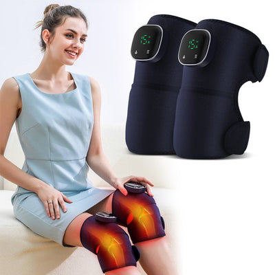 Heat + Massage = Ultimate Knee Relief Anytime!. Focal point: Front Left, Front Right.  Color:  Black